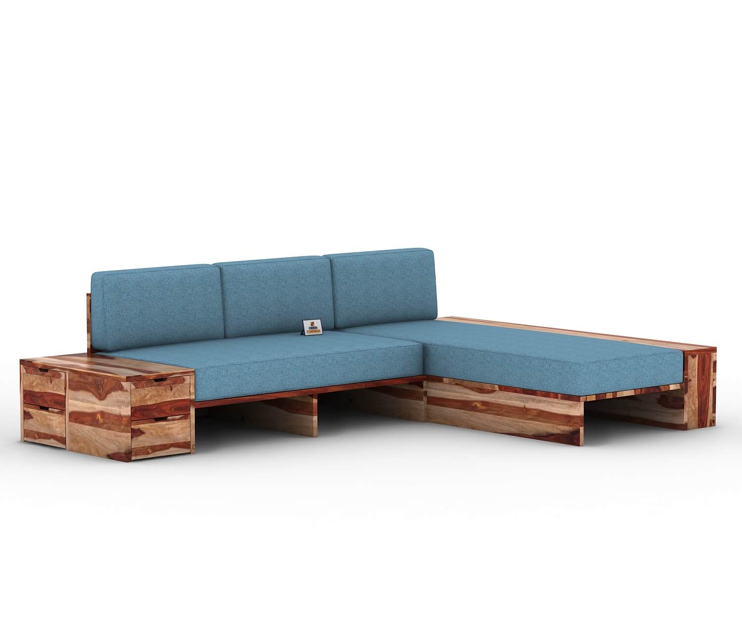 Respiro L Shape Wooden Sofa Without Storage - Urbnfurnish
