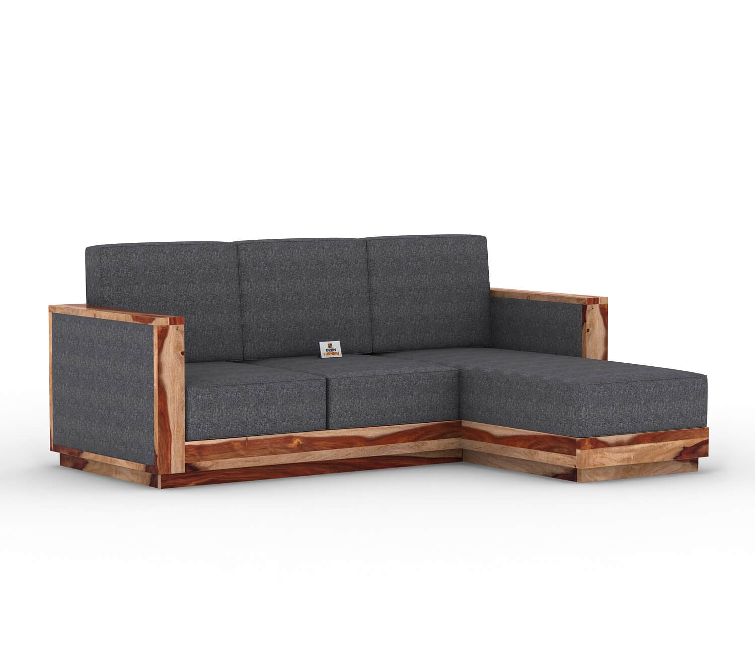 Lago L Shape Right Aligned Wooden Sofa - Urbnfurnish