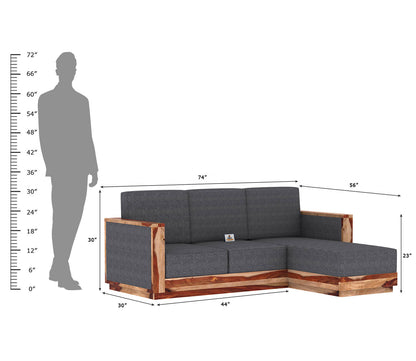 Lago L Shape Right Aligned Wooden Sofa - Urbnfurnish