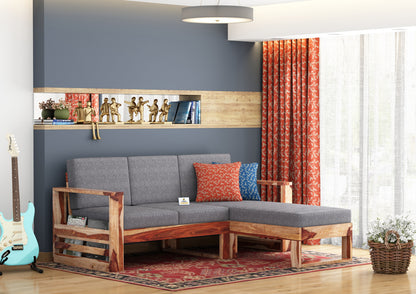 Orfeo L Shape Right Aligned Wooden Sofa - Urbnfurnish