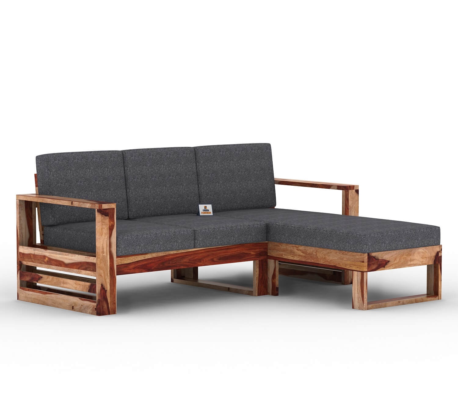 Orfeo L Shape Right Aligned Wooden Sofa - Urbnfurnish