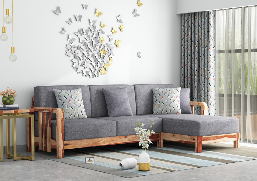 Icaro L Shape Right Aligned Wooden Sofa - Urbnfurnish