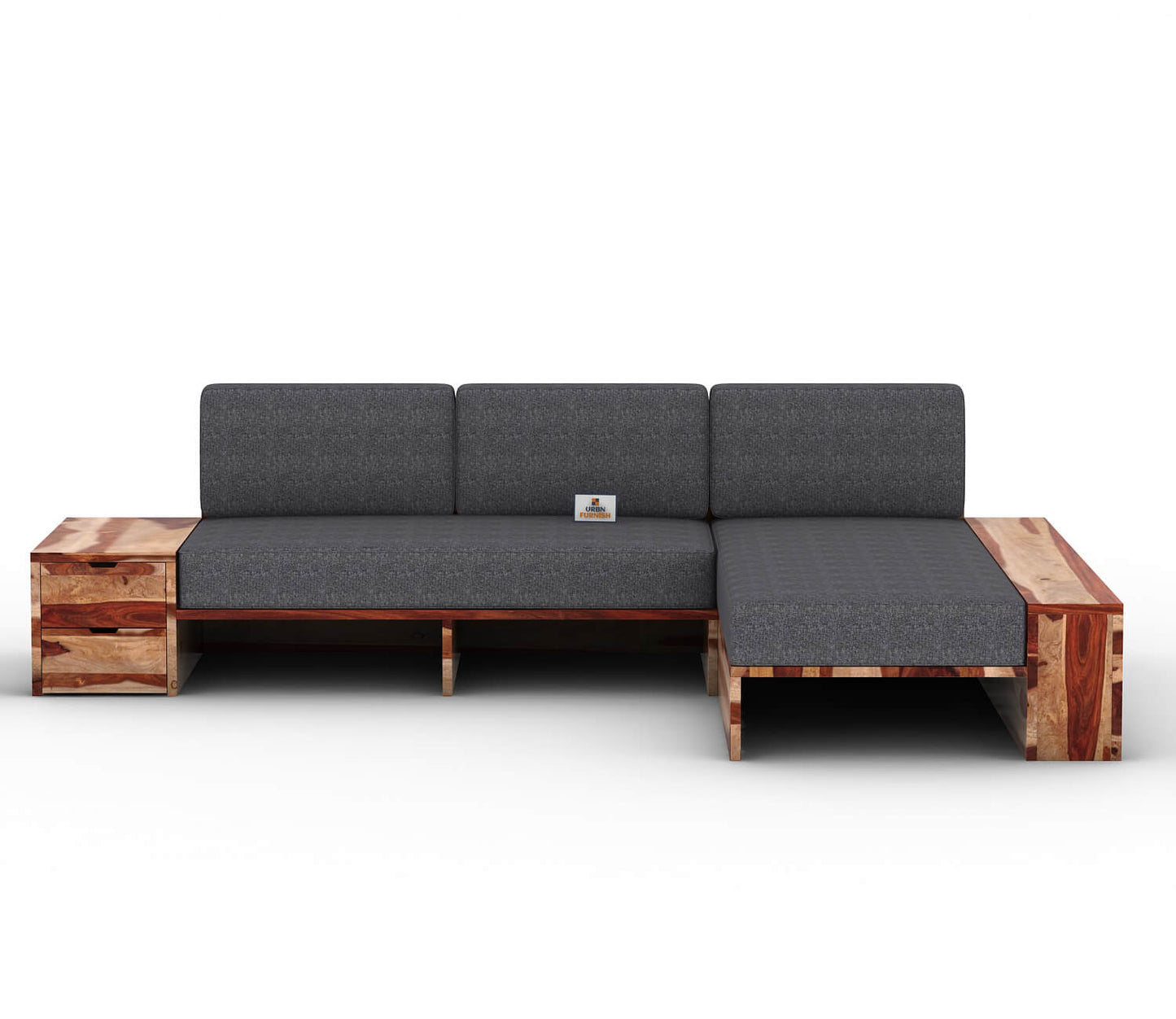 Respiro L Shape Wooden Sofa Without Storage - Urbnfurnish