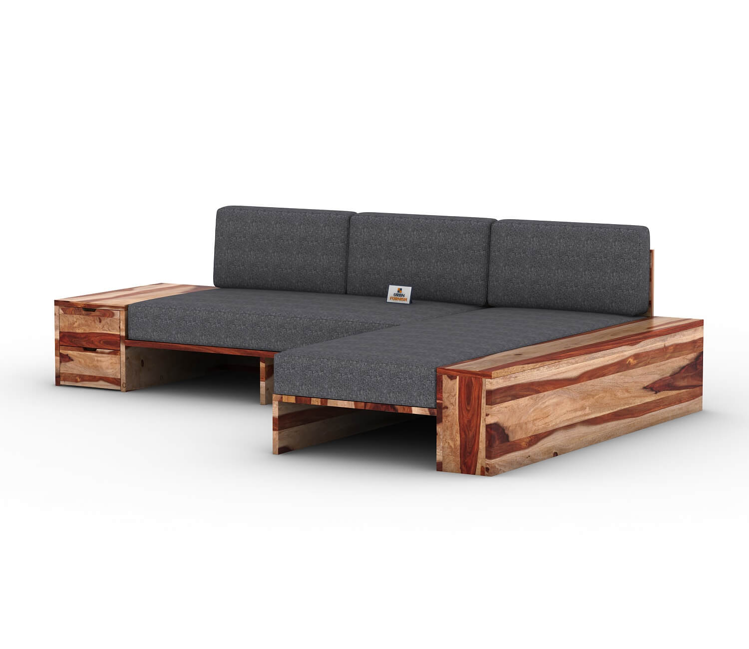 Respiro L Shape Wooden Sofa Without Storage - Urbnfurnish