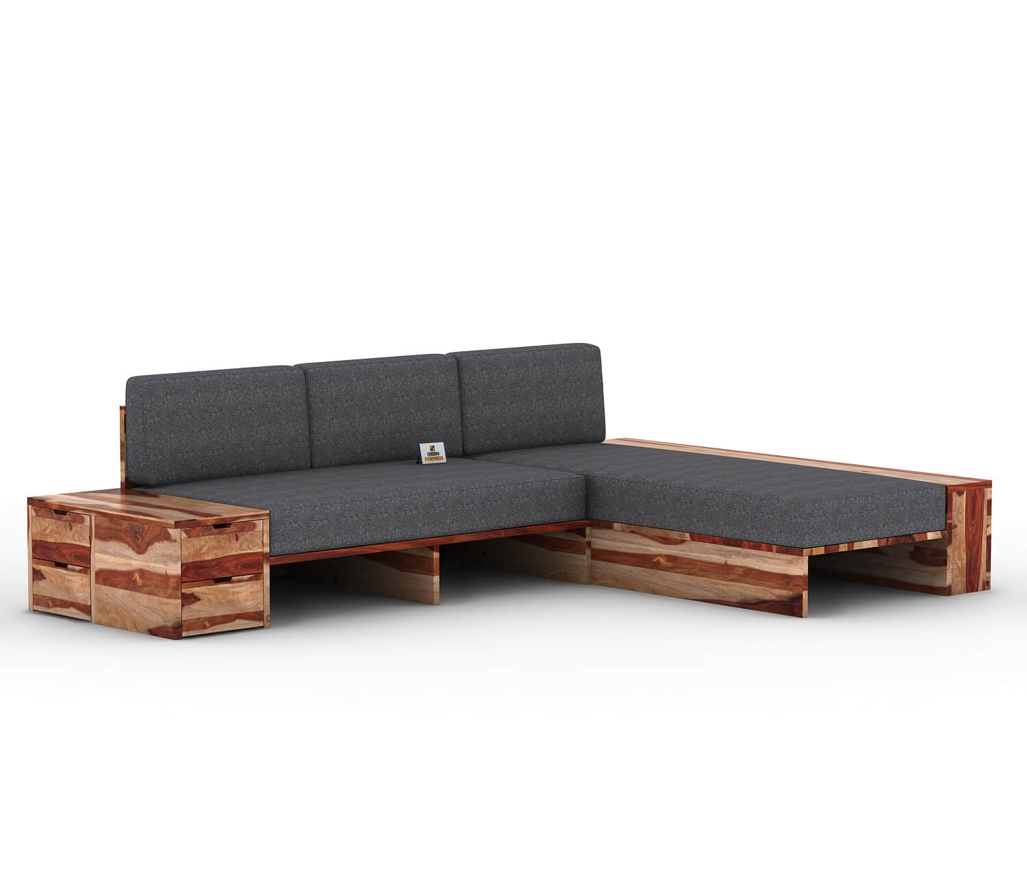 Respiro L Shape Wooden Sofa Without Storage - Urbnfurnish