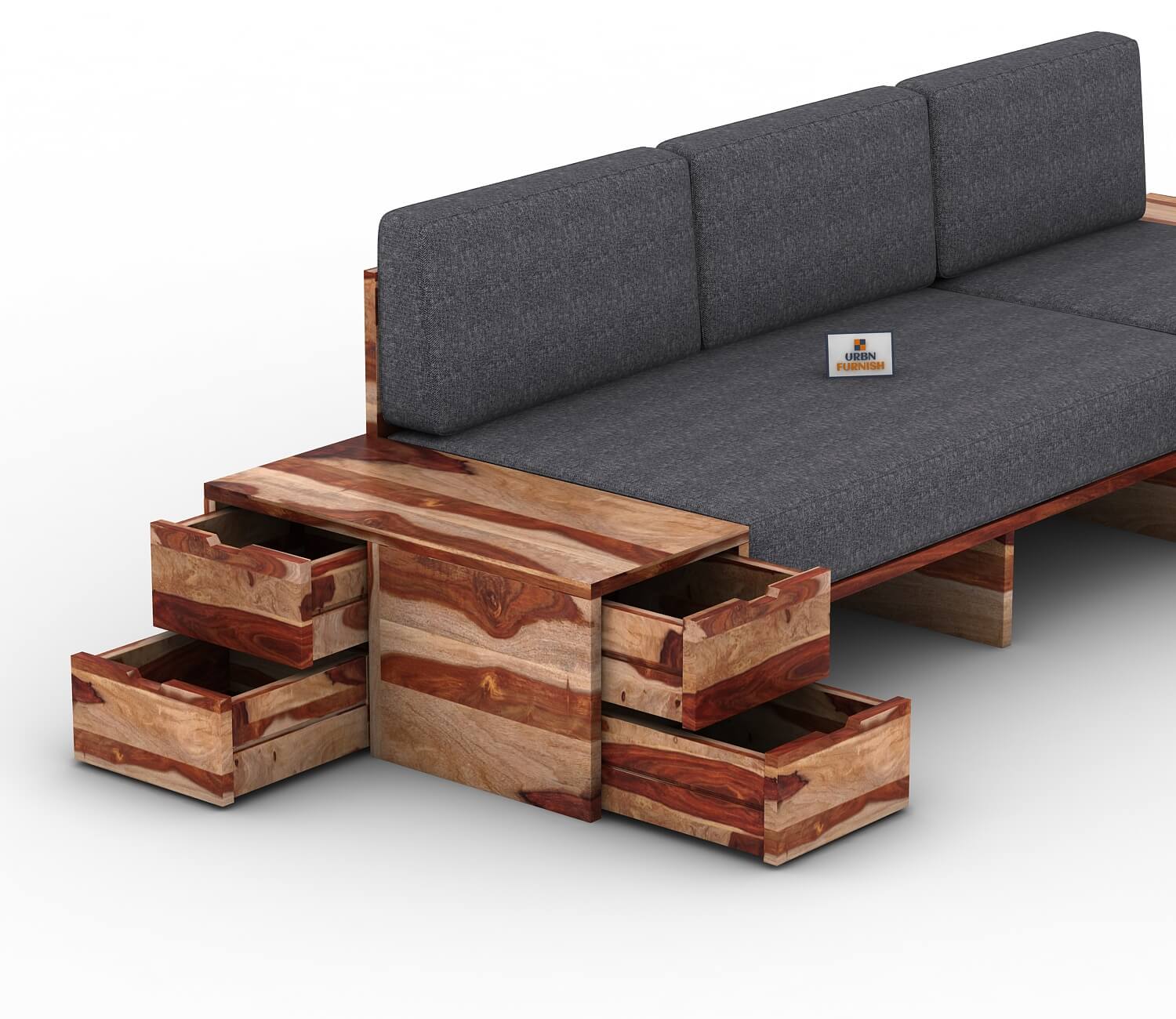 Respiro L Shape Wooden Sofa Without Storage - Urbnfurnish