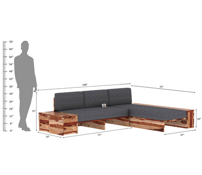 Respiro L Shape Wooden Sofa Without Storage - Urbnfurnish