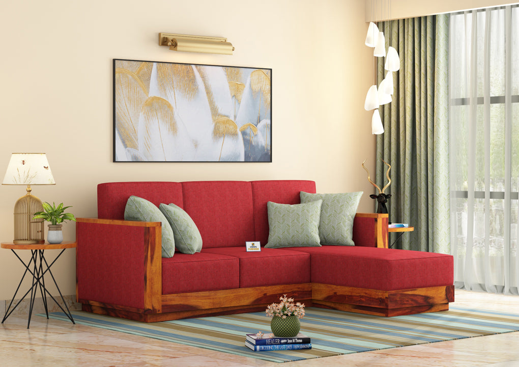Lago L Shape Right Aligned Wooden Sofa - Urbnfurnish