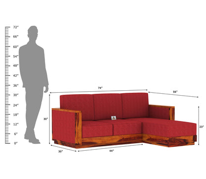 Lago L Shape Right Aligned Wooden Sofa - Urbnfurnish