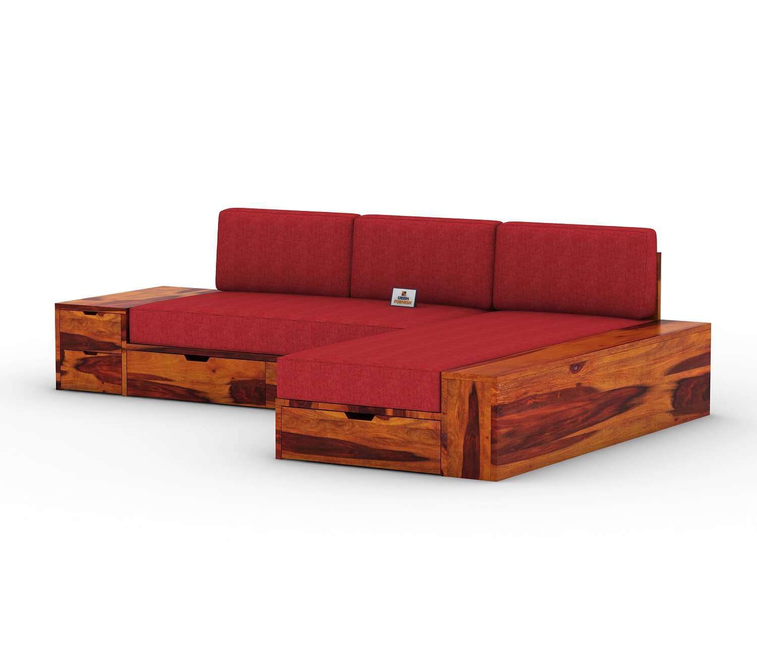 Respiro L Shape Wooden Sofa With Storage - Urbnfurnish