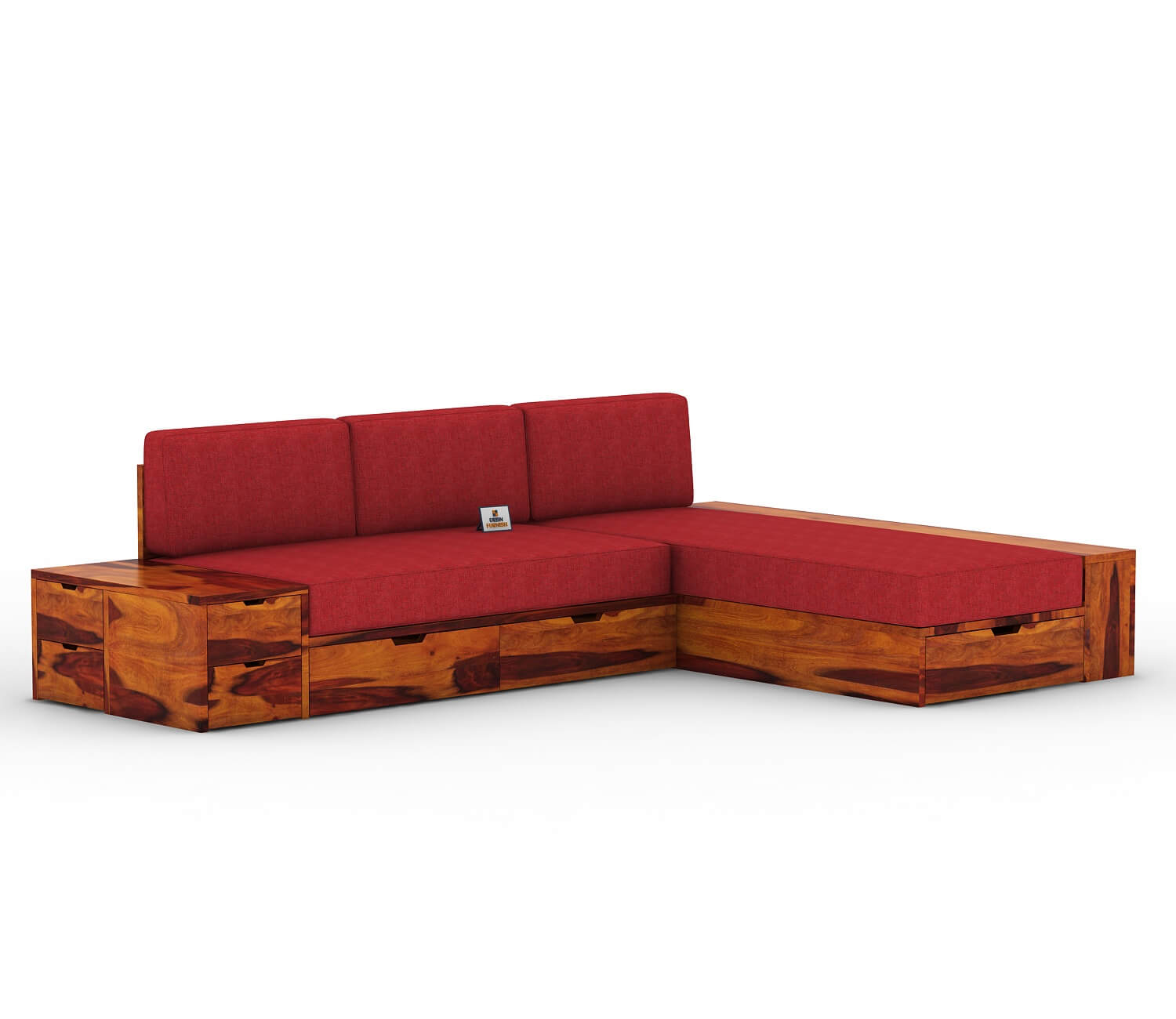 Respiro L Shape Wooden Sofa With Storage - Urbnfurnish