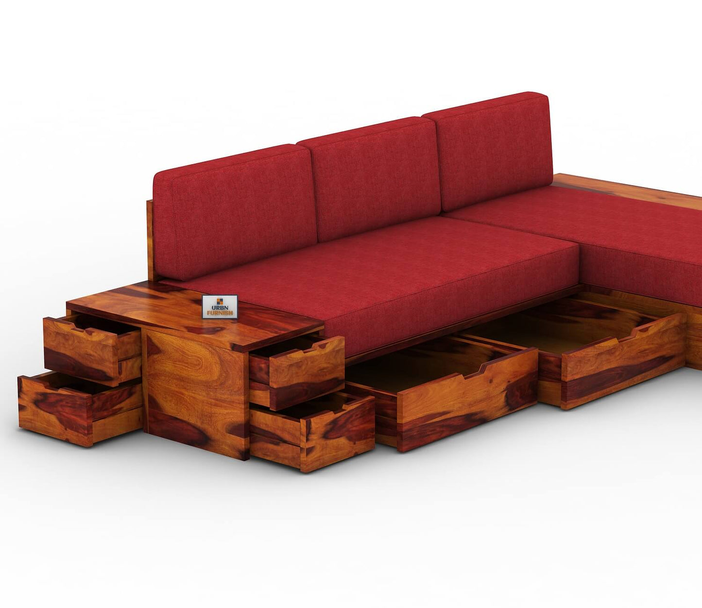 Respiro L Shape Wooden Sofa With Storage - Urbnfurnish
