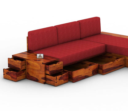 Respiro L Shape Wooden Sofa With Storage - Urbnfurnish