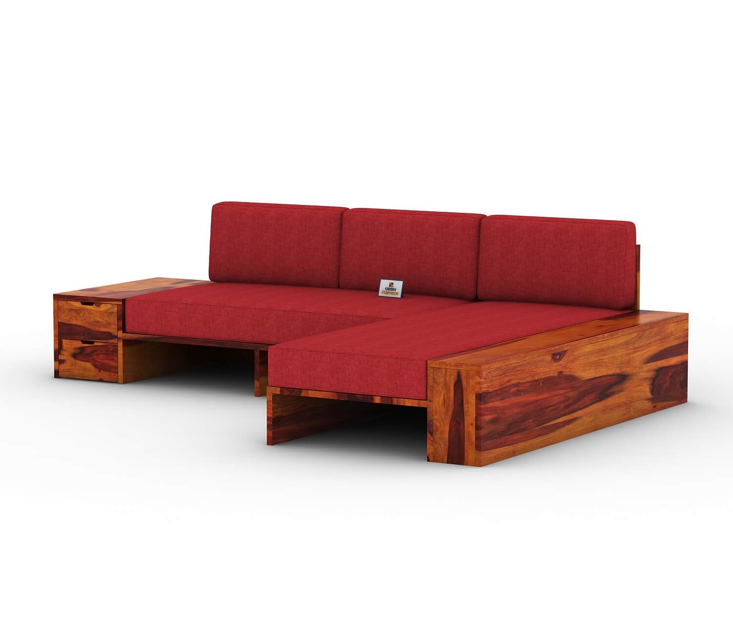 Respiro L Shape Wooden Sofa Without Storage - Urbnfurnish