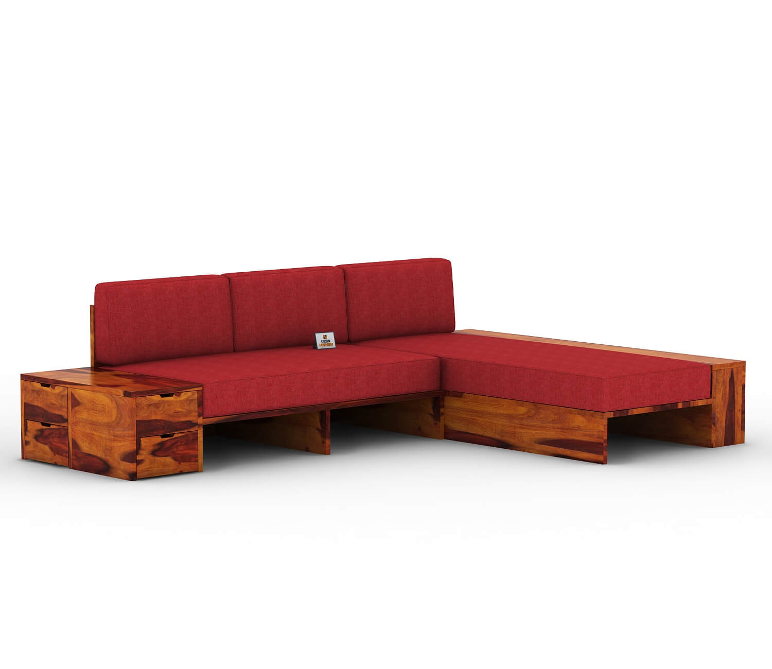 Respiro L Shape Wooden Sofa Without Storage - Urbnfurnish