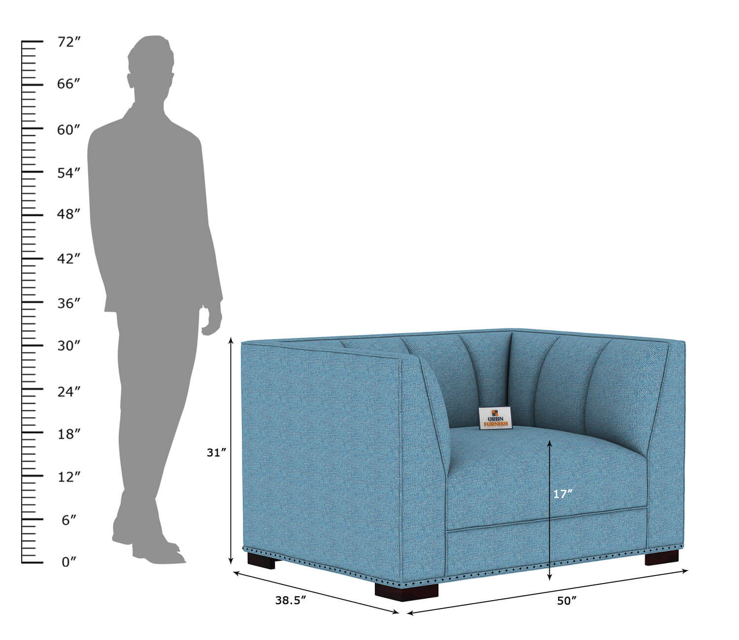 Belrose Fabric 1 Seater Sofa - Urbnfurnish