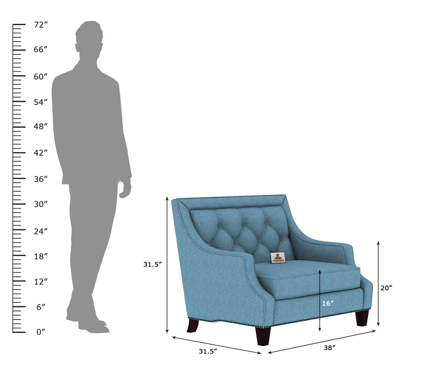 Merella Fabric 1 Seater Sofa - Urbnfurnish