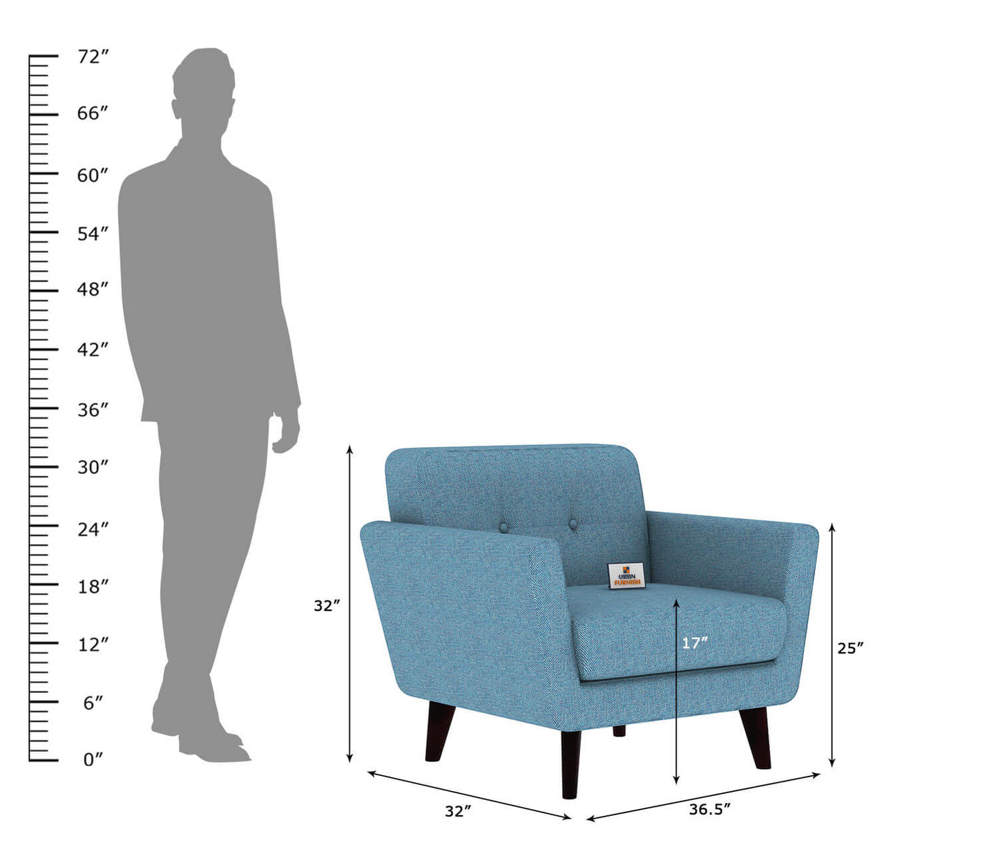 Tivoli Fabric 1 Seater Sofa - Urbnfurnish