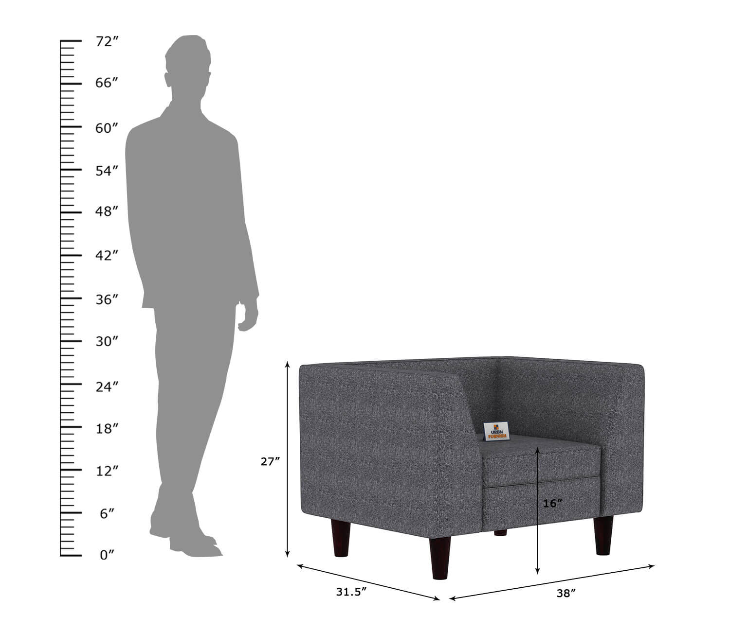 Forelsket Fabric 1 Seater Sofa - Urbnfurnish