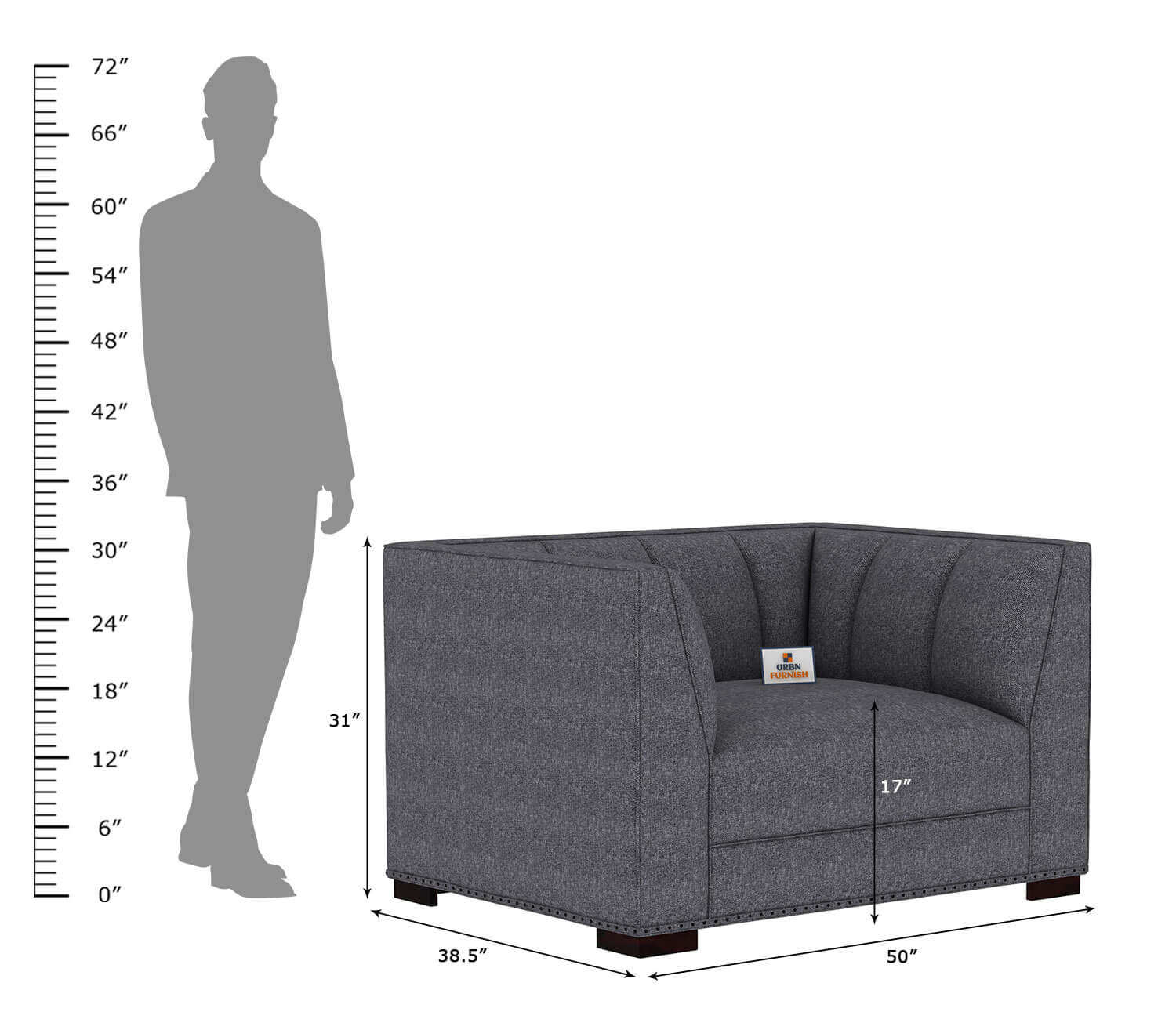 Belrose Fabric 1 Seater Sofa - Urbnfurnish