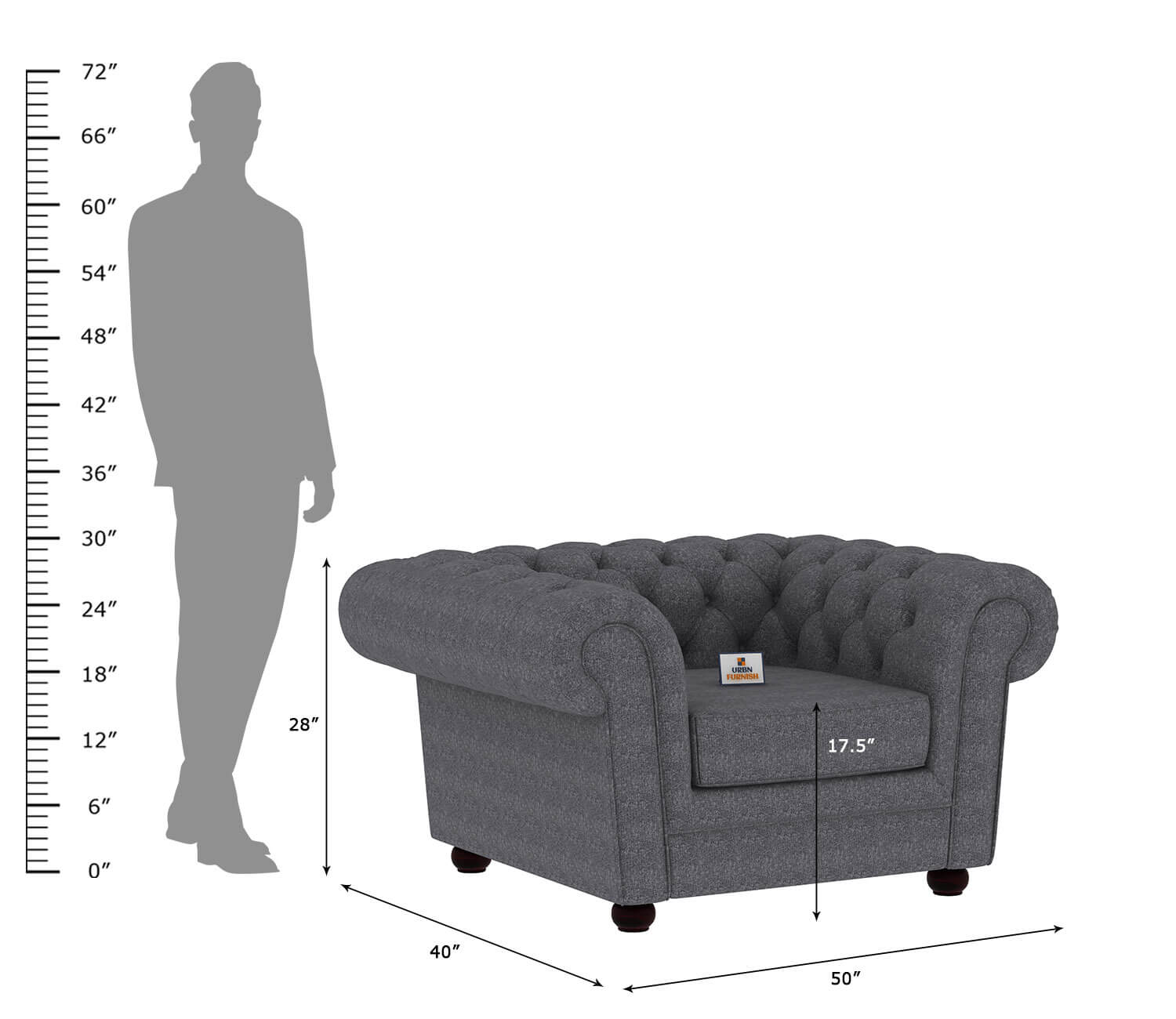 Eva Fabric 1 Seater Sofa - Urbnfurnish