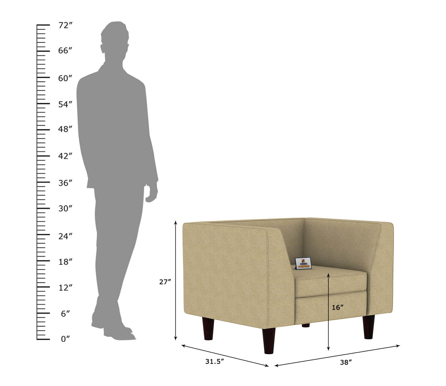 Forelsket Fabric 1 Seater Sofa - Urbnfurnish