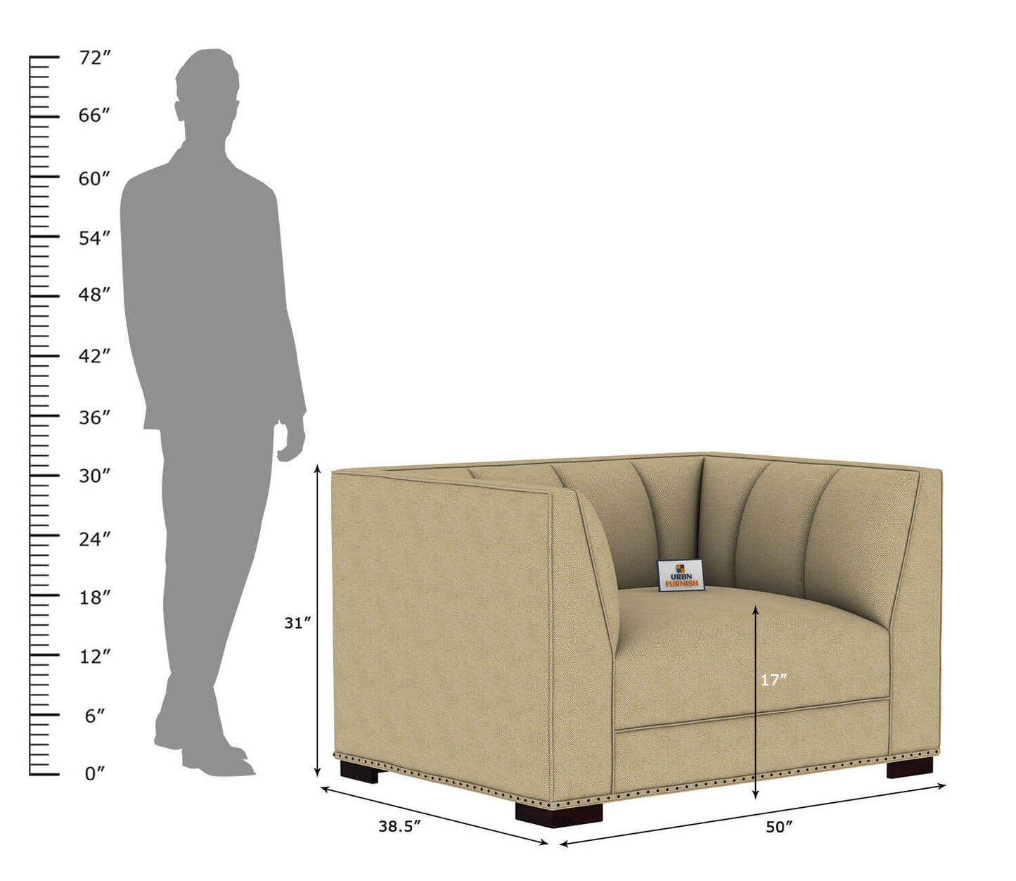 Belrose Fabric 1 Seater Sofa - Urbnfurnish