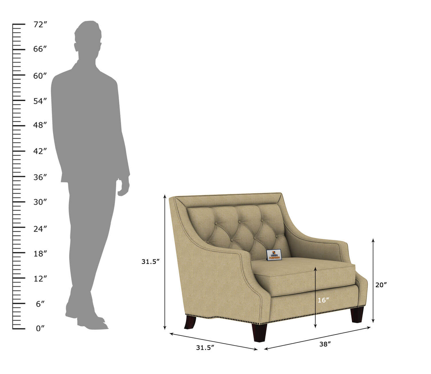 Merella Fabric 1 Seater Sofa - Urbnfurnish