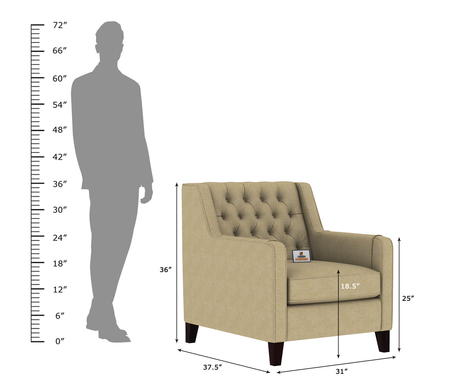Dakota Fabric 1 Seater Sofa - Urbnfurnish