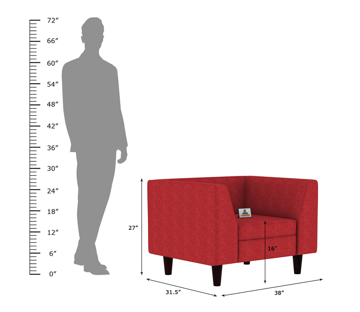 Forelsket Fabric 1 Seater Sofa - Urbnfurnish