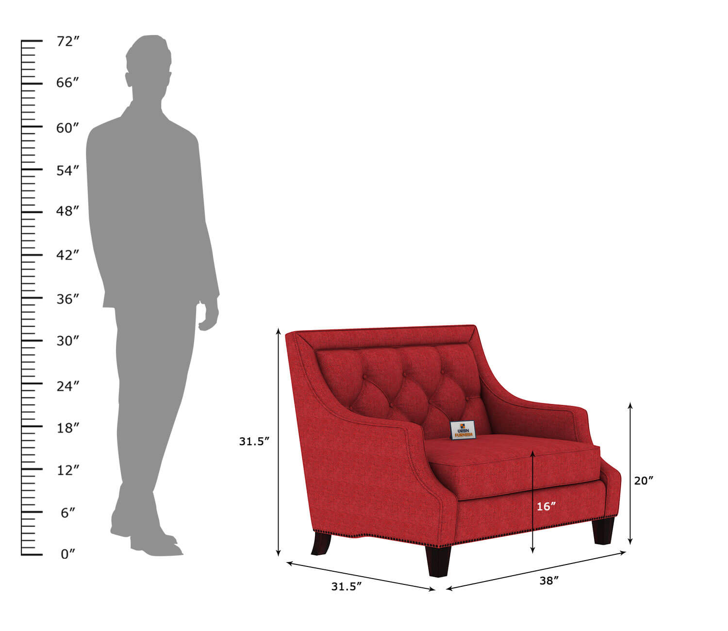 Merella Fabric 1 Seater Sofa - Urbnfurnish