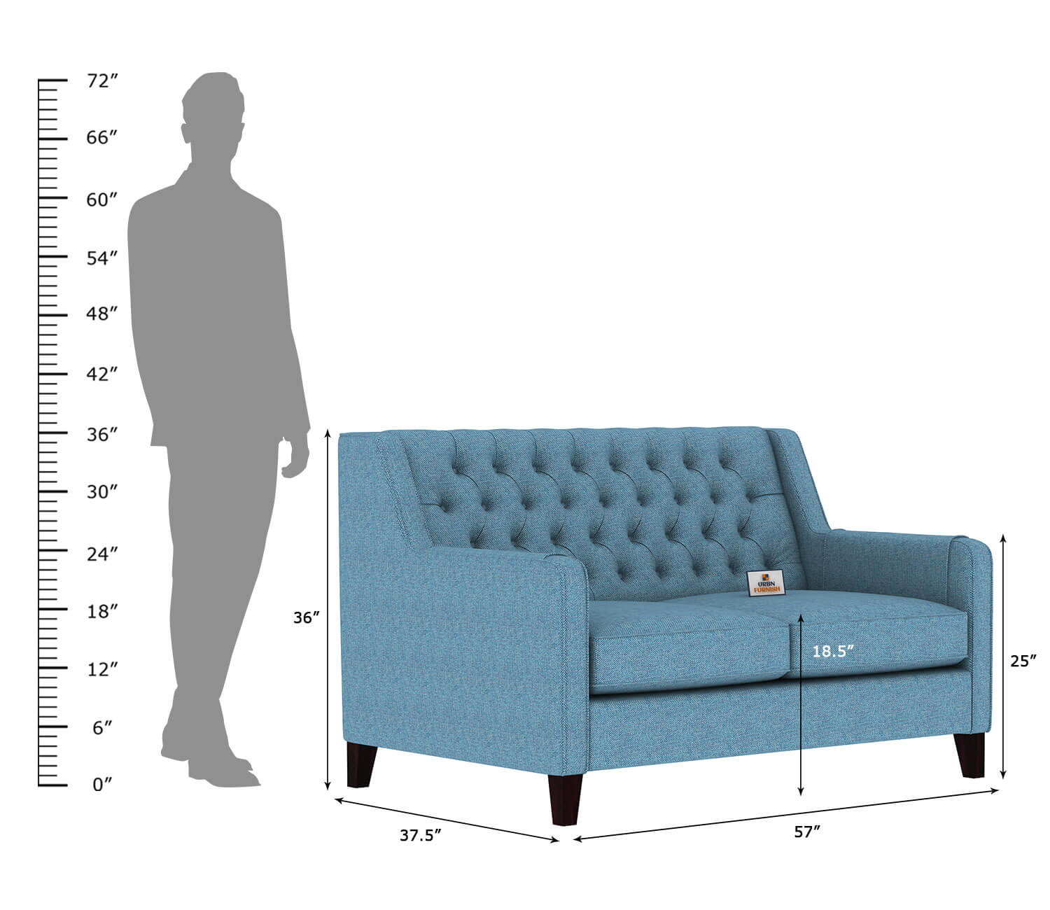 Dakota Fabric 2 Seater Sofa - Urbnfurnish
