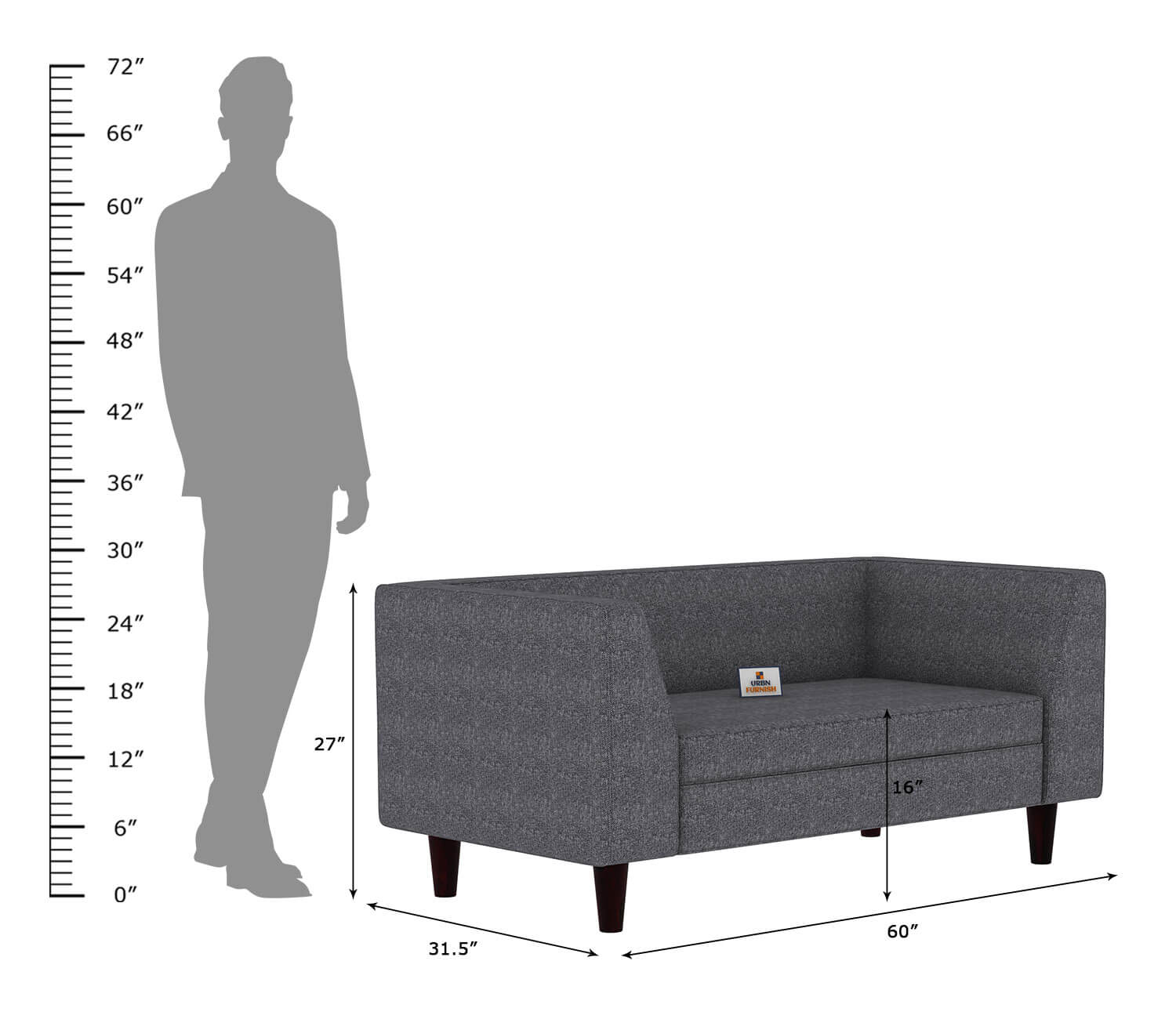 Forelsket Fabric 2 Seater Sofa - Urbnfurnish