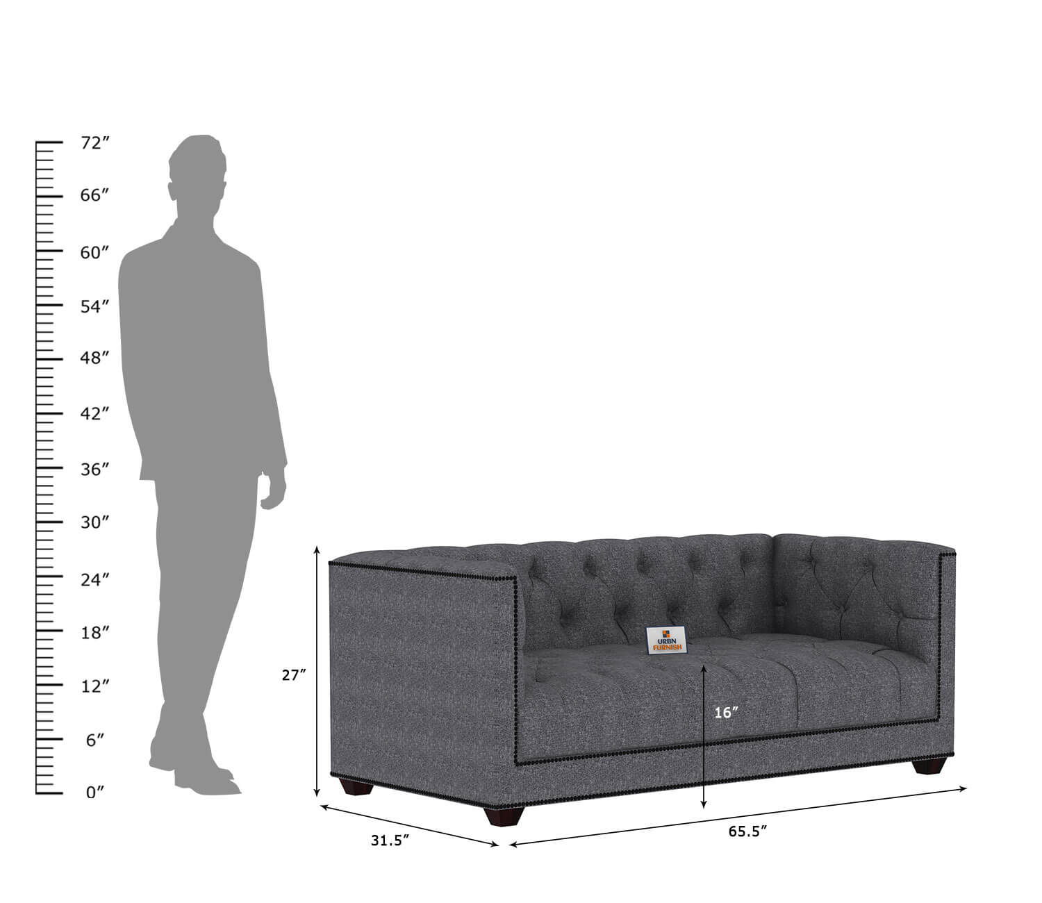 Ollie Fabric 2 Seater Sofa - Urbnfurnish