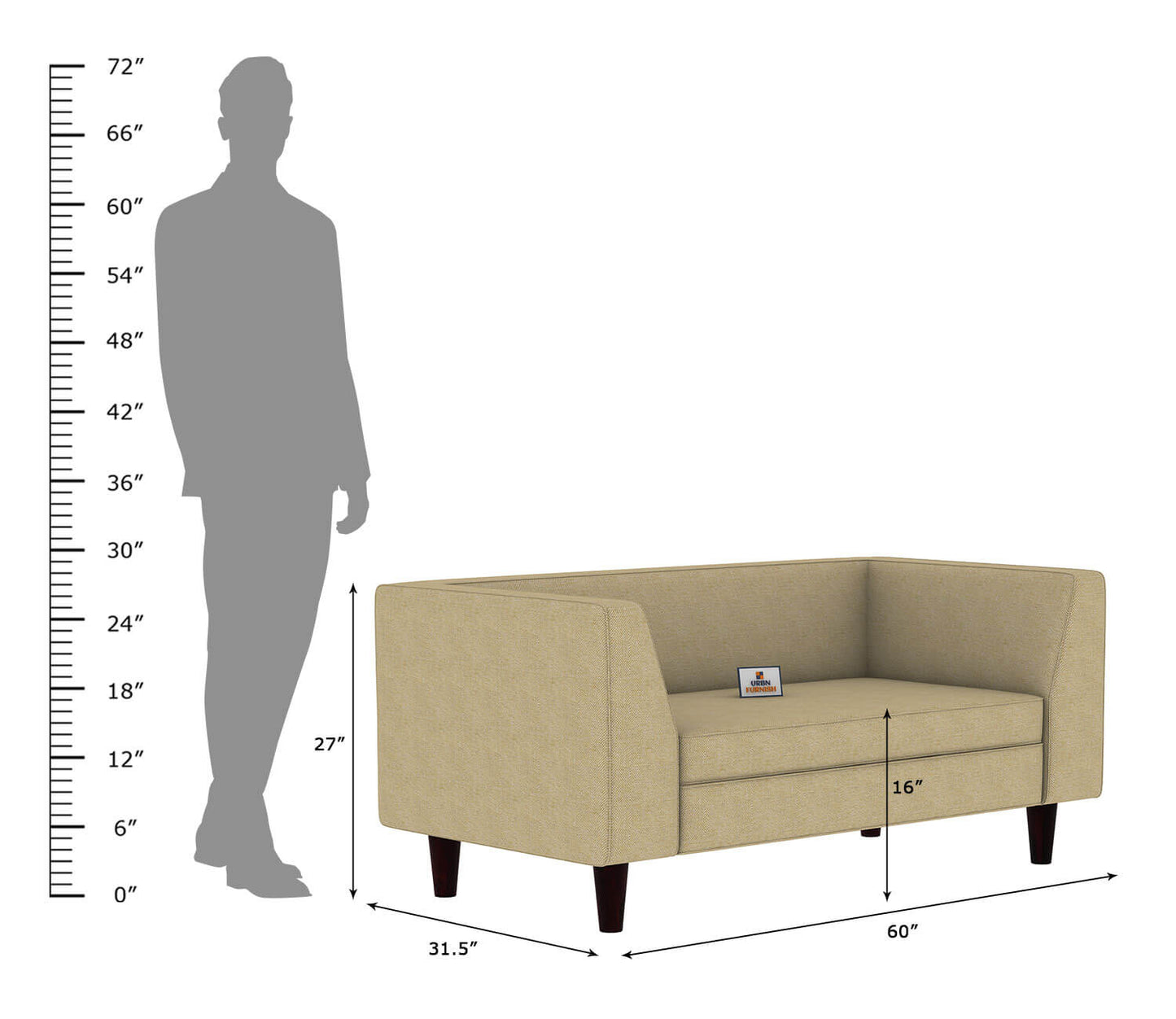 Forelsket Fabric 2 Seater Sofa - Urbnfurnish