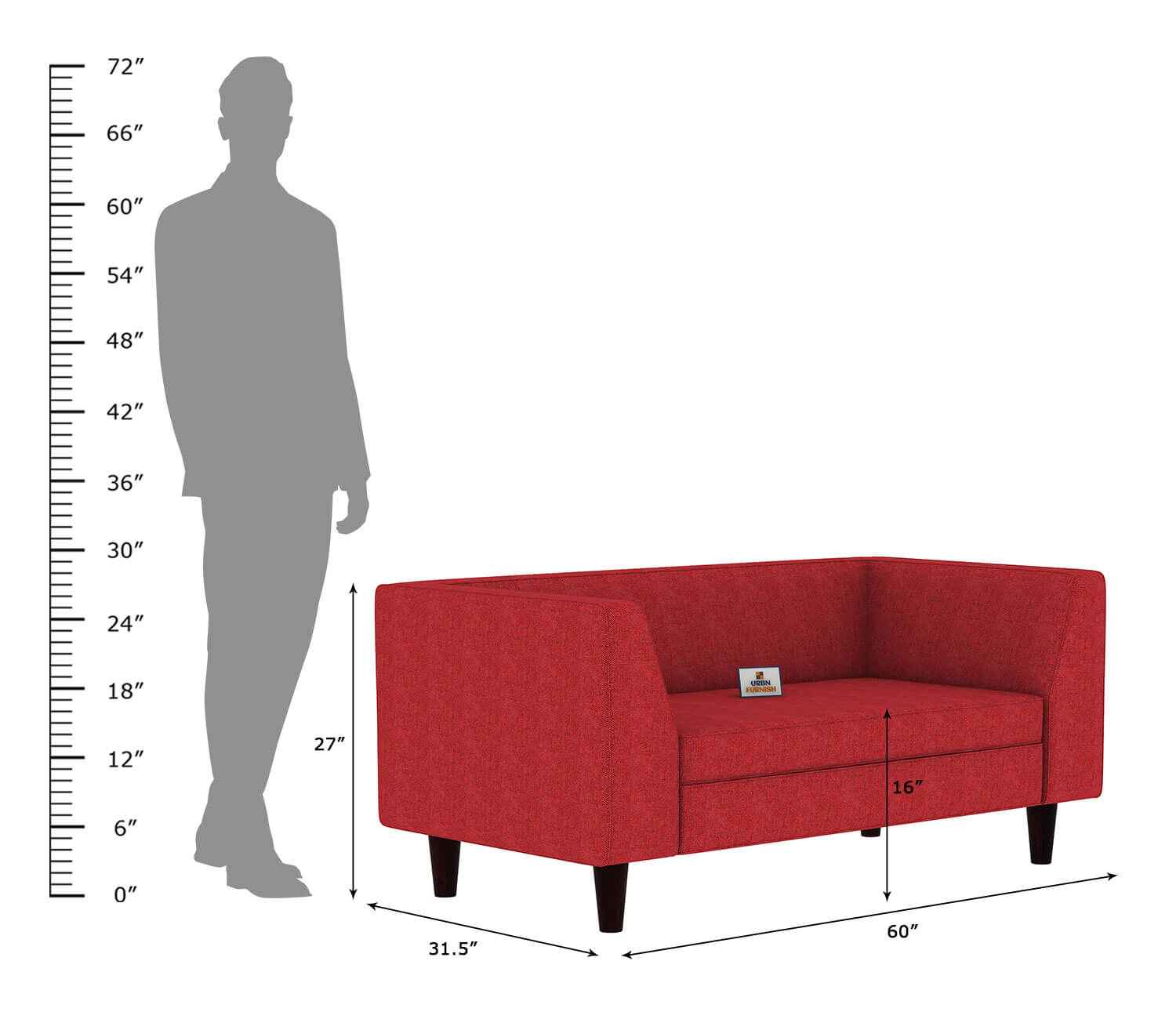 Forelsket Fabric 2 Seater Sofa - Urbnfurnish