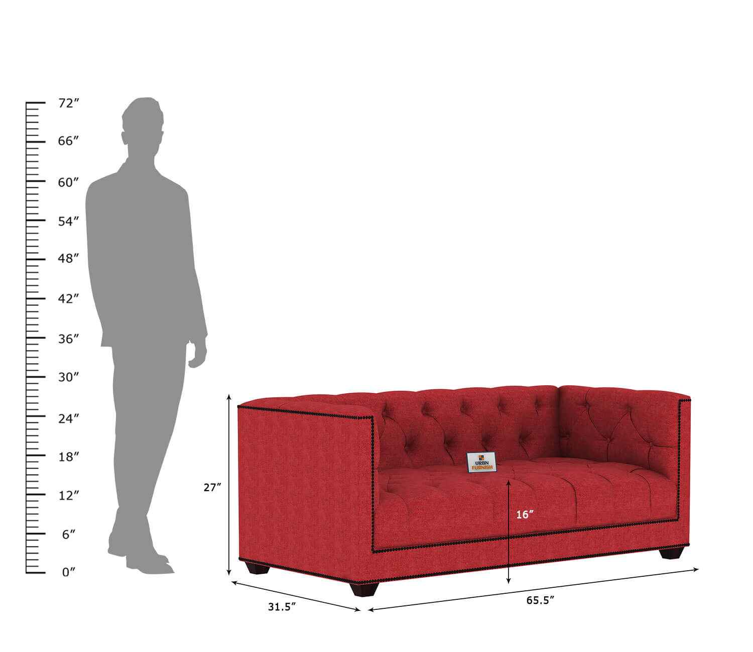 Ollie Fabric 2 Seater Sofa - Urbnfurnish