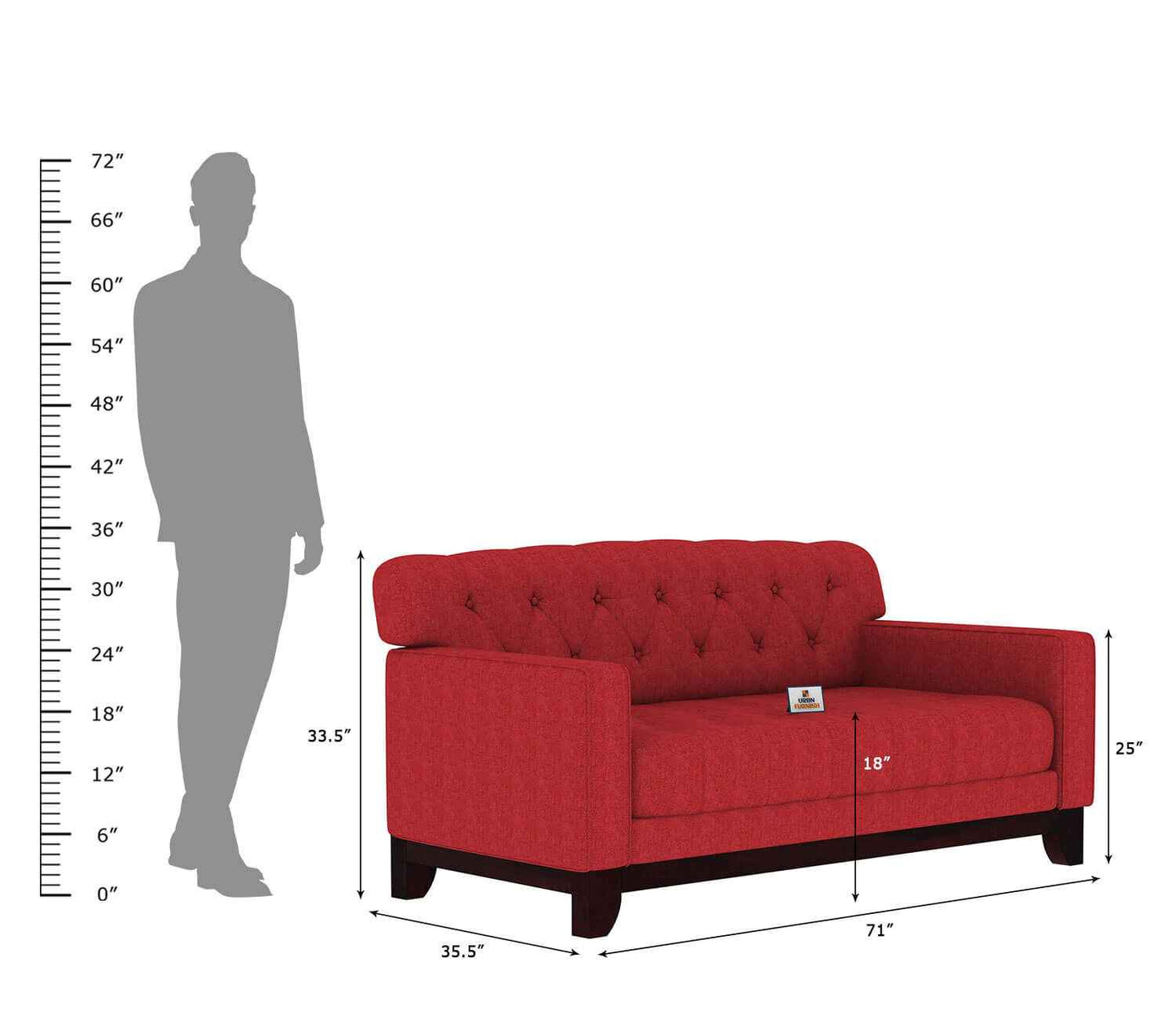 Bells Fabric 2 Seater Sofa - Urbnfurnish