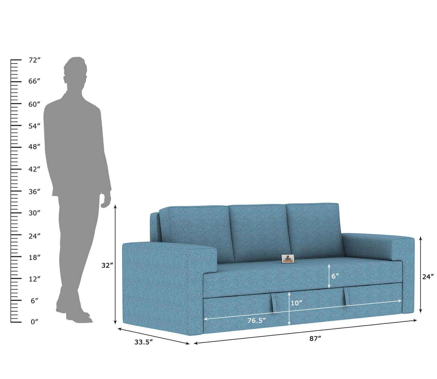Mangata Fabric 3 Seater Sofa - Urbnfurnish