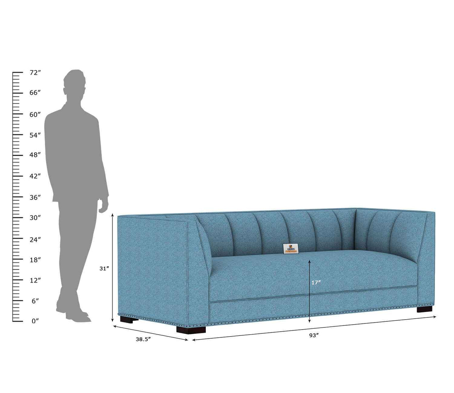 Belrose Fabric 3 Seater Sofa - Urbnfurnish
