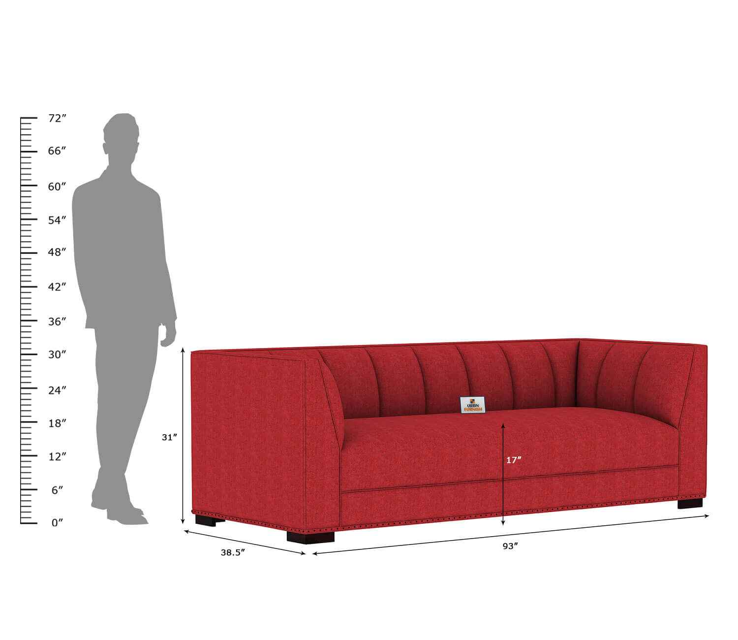 Belrose Fabric 3 Seater Sofa - Urbnfurnish