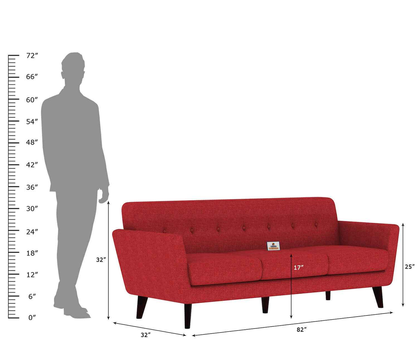 Tivoli Fabric 3 Seater Sofa - Urbnfurnish