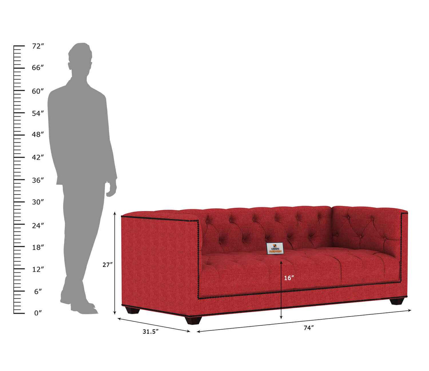 Ollie Fabric 3 Seater Sofa - Urbnfurnish