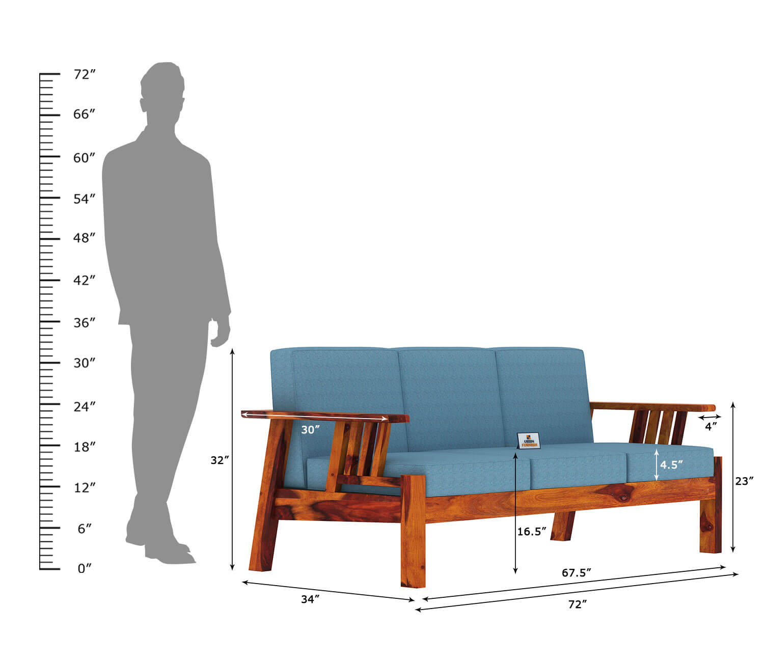 Beamish Wooden 3+1+1 Sofa Set - Urbnfurnish