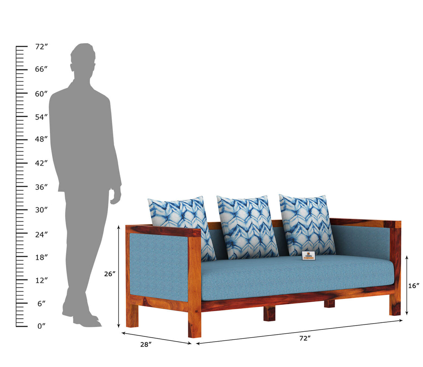 Dallas Wooden 3+1+1 Sofa Set - Urbnfurnish