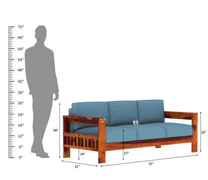 Carlotta With Side Magazine Wooden 3+1+1 Sofa Set - Urbnfurnish