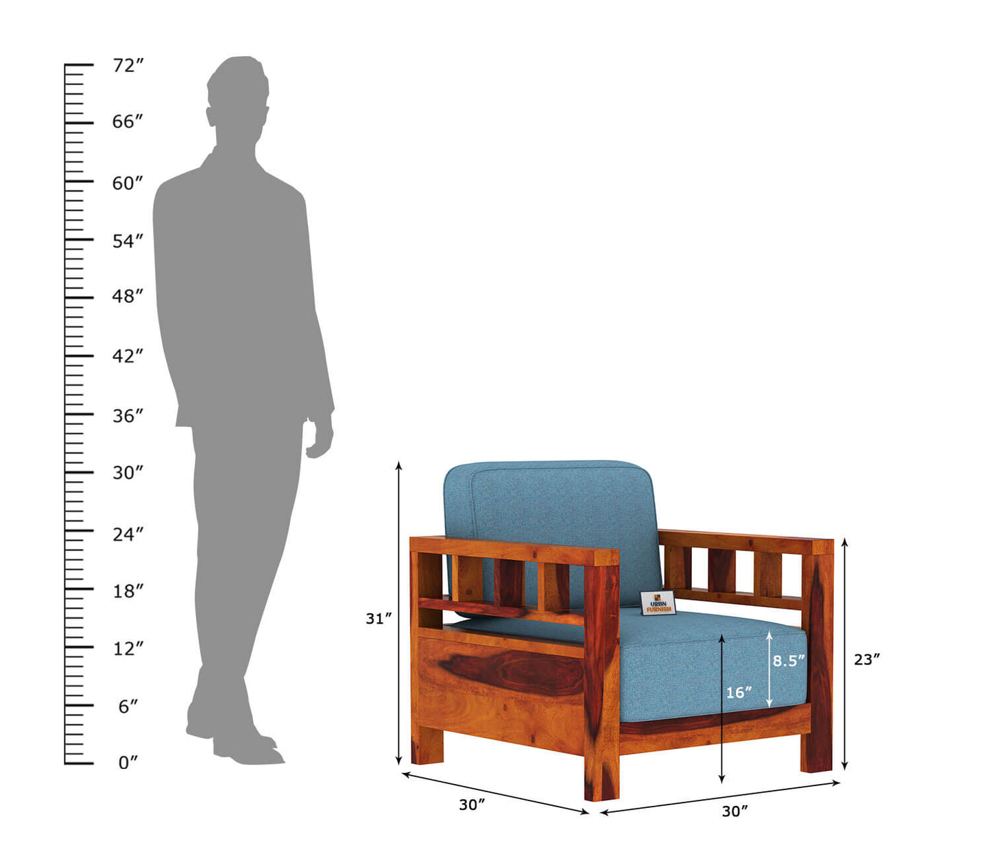 Drake Wooden 3+1+1 Sofa Set - Urbnfurnish