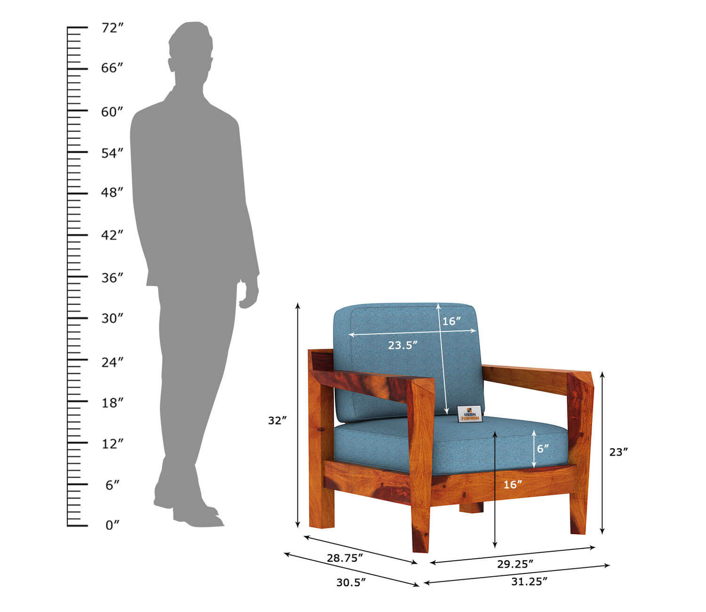 Hampton Wooden 3+1+1 Sofa Set - Urbnfurnish