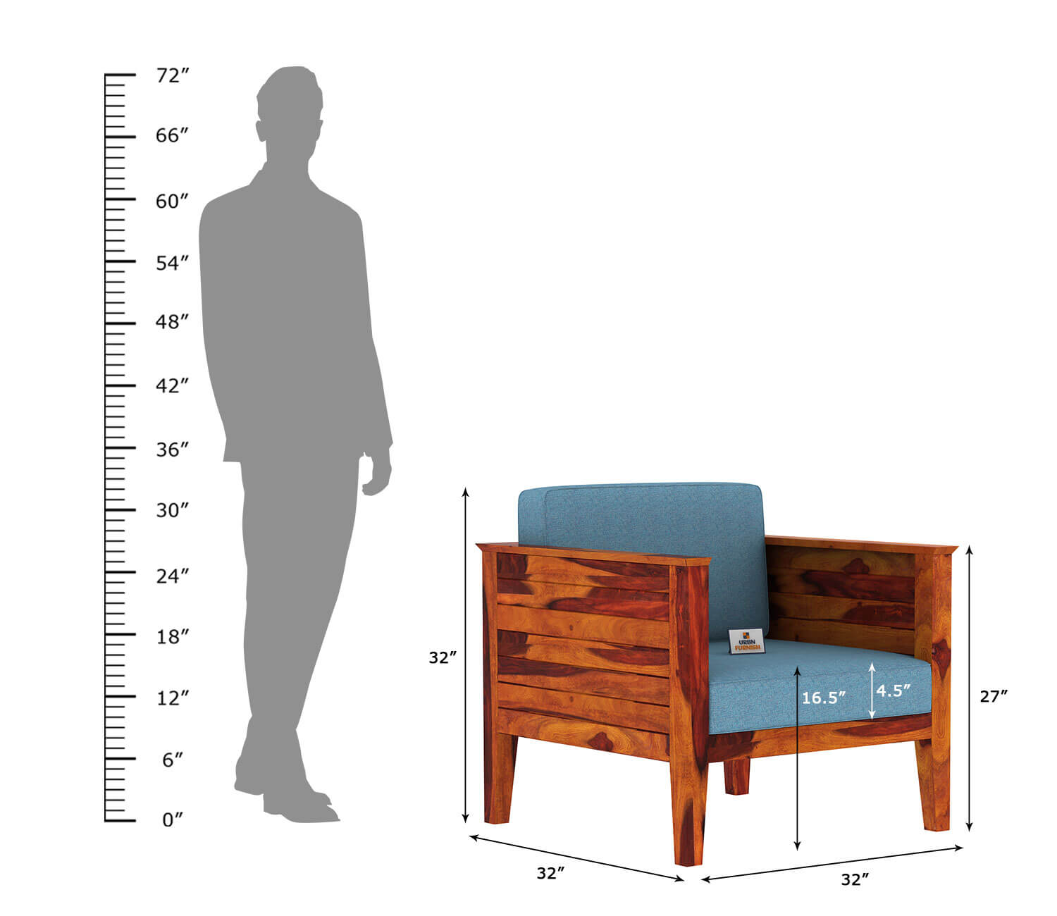 Venice Wooden 3+1+1 Sofa Set - Urbnfurnish