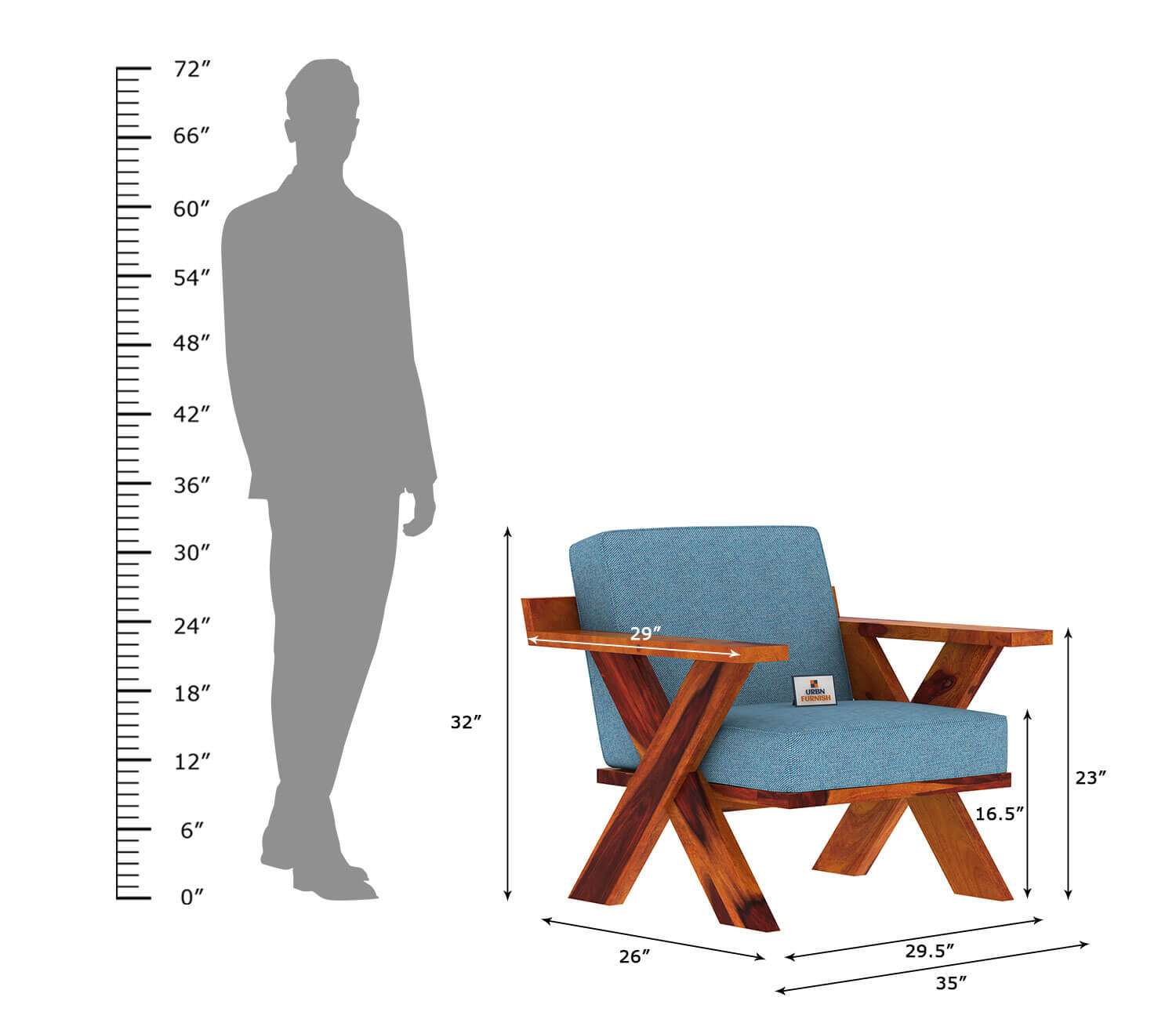 Lewis Wooden 3+1+1 Sofa Set - Urbnfurnish